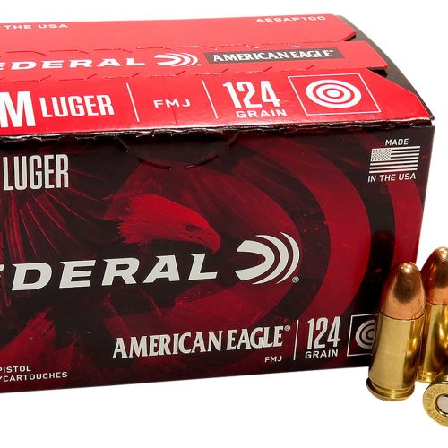 Federal AE9AP100 American Eagle Handgun 9mmLuger 124gr Full Metal Jacket 100 Per Box/5 Case