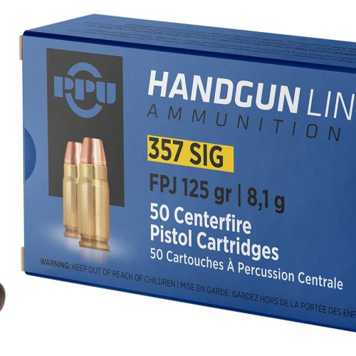 PPU PPH357S Handgun  357Sig 125gr Flat Point Jacketed 50 Per Box/20 Case