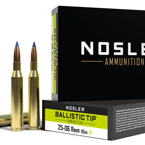 Nosler 40071 Ballistic Tip  25-06Rem 115gr Spitzer Ballistic Tip 20 Per Box/10 Case