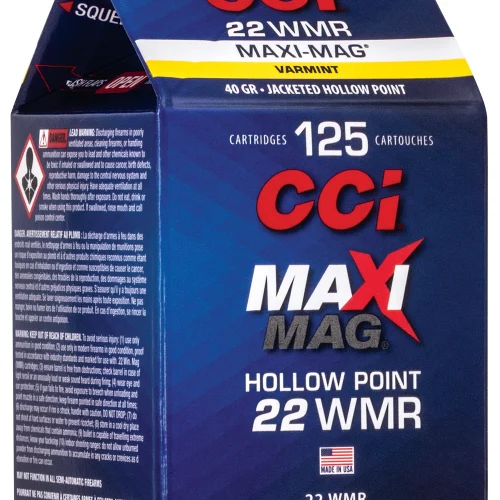 CCI 920CC Maxi-Mag Rimfire 22WMR 40gr Jacketed Hollow Point 125 Per Box/10 Case