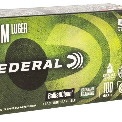 Federal BC9H1 BallistiClean Reduced Hazard Training 9mmLuger 100gr Lead Free Frangible 50 Per Box/20 Case