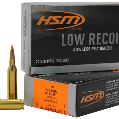 HSM 24318N Low Recoil  243 Win 85 gr Orange Polymer Tip 20 Per Box/ 25 Case