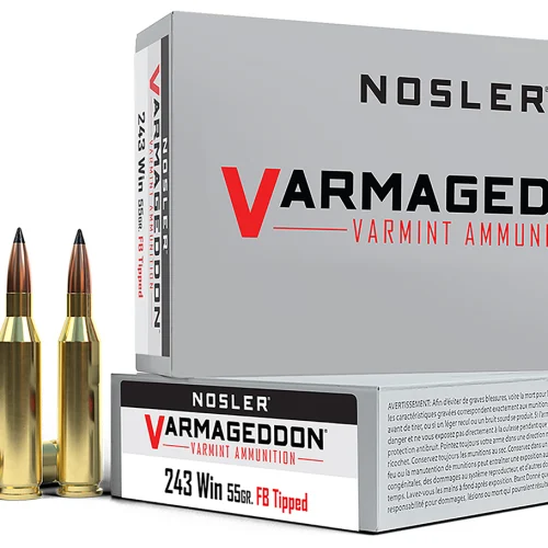 Nosler 65165 Varmageddon  243Win 55gr Flat Base Tipped 20 Per Box/10 Case