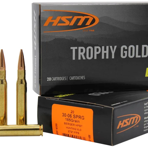 HSM 3006185VLD Trophy Gold Extended Range 30-06 Springfield 185 gr Berger Hunting VLD Match 20 Per Box/ 20 Case
