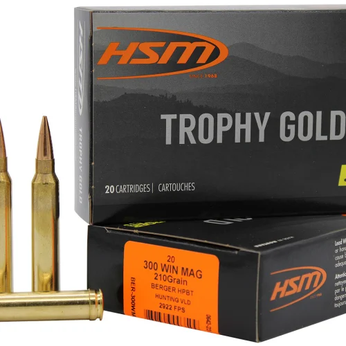 HSM 300WM210VLD Trophy Gold Extended Range 300 Win Mag 210 gr Berger Hunting VLD Match 20 Per Box/ 20 Case