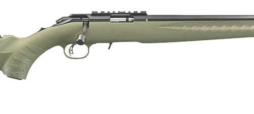 Ruger 8334 American Rimfire  Sports South Exclusive Full Size 22 LR 10+1 18" Satin Blued Threaded Barrel, Satin Blued Steel Receiver w/Scope Rail, OD Green Synthetic Adjustable Stock, Right Hand