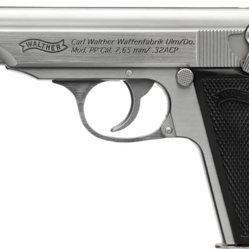 WAL PP SD 32ACP THREADED SS BLK PANEL GRIPS 2 8RD