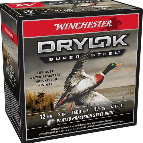 Winchester Ammo XSV1234 Drylok Super Steel Magnum 12Gauge 3" 1 1/4oz 4Shot 25 Per Box/10 Case