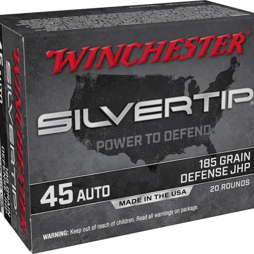 Winchester Ammo W45AST Silvertip  45ACP 185gr Silvertip Jacket Hollow Point 20 Per Box/10 Case