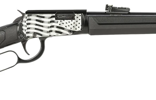 Rossi RL22181SYEN11 Rio Bravo  Lever Action 22 LR 15+1 18" Round Barrel, Black, Polished US Flag Engraved Rec, Synthetic Stock, Fiber Optic Sights