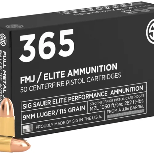 SIG AMMO 9MM 115GR ELITE BALL 365 FMJ 50/20