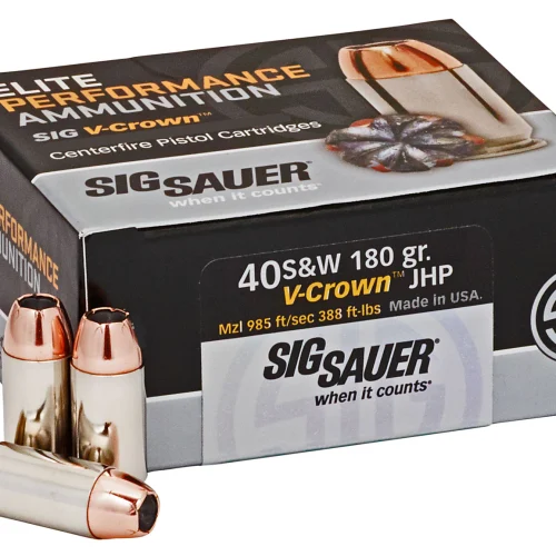 Sig Sauer E40SW250 Elite Performance  40S&W 180gr V-Crown Jacketed Hollow Point 50 Per Box/10 Case