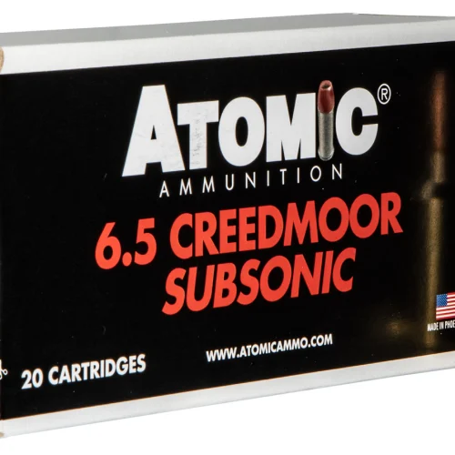Atomic Ammunition 00476 Rifle Subsonic 6.5 Creedmoor 130 gr Sierra MatchKing BTHP 20 Per Box/ 10 Case