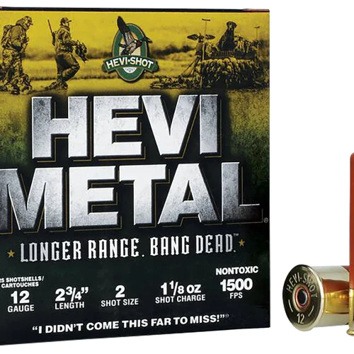 HEVI-Metal HS38702 HEVI-Metal Longer Range 12Gauge 2.75" 1 1/8oz 2Shot 25 Per Box/10 Case