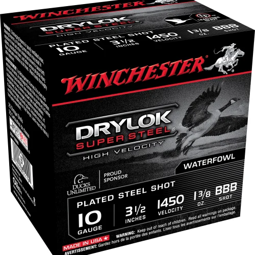 Winchester Ammo SSH10BBB Drylok Super Steel High Velocity 10Gauge 3.50" 1 3/8oz BBBShot 25 Per Box/10 Case