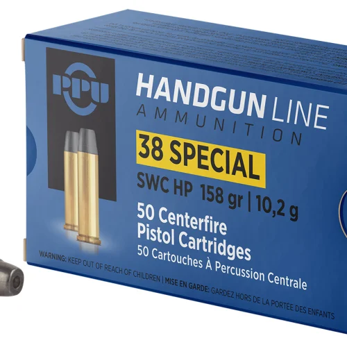 PPU PPH38SH Handgun  38Special 158gr Semi Wadcutter Hollow Point 50 Per Box/10 Case