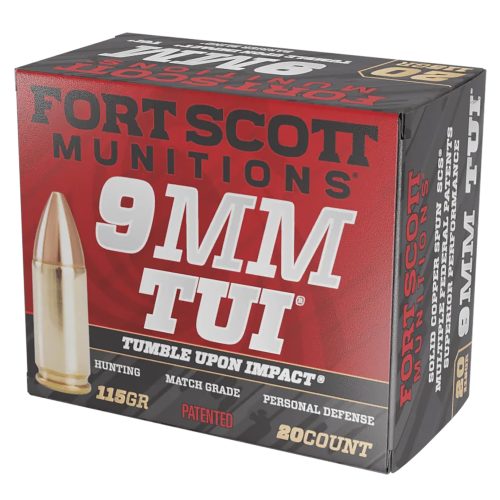 Fort Scott Munitions 9MM115SCV Tumble Upon Impact (TUI)  9mmLuger 115gr Solid Copper Spun 20 Per Box/25 Case
