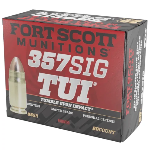 Fort Scott Munitions 357SIG095SCV Tumble Upon Impact (TUI)  357Sig 95gr Solid Copper Spun 20 Per Box/25 Case