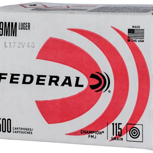 Federal C9115A500 Champion Training 9mmLuger 115gr Full Metal Jacket 500rds *Bulk Package