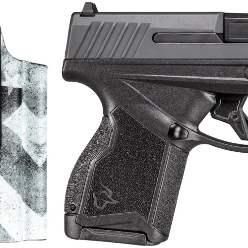 Taurus 1GX4M931CK7 GX4  9mm Luger 11+1 3.06" Satin Black DLC Steel Barrel, Black Nitride Serrated Slide, Black Polymer Frame w/ Interchangeable Backstrap Grips Includes B&W US Flag Holster