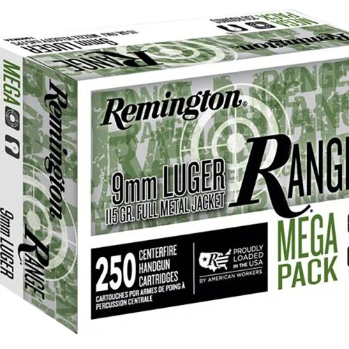 Remington Ammunition R23965 Range Mega Pack 9mmLuger 115gr Full Metal Jacket 250 Per Box/4 Case