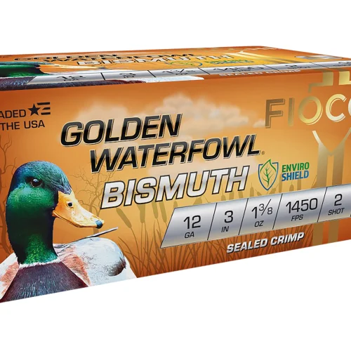 Fiocchi 123GB2 Golden Waterfowl Bismuth 12Gauge 3" 1 3/8oz 2Shot 10 Per Box/10 Case