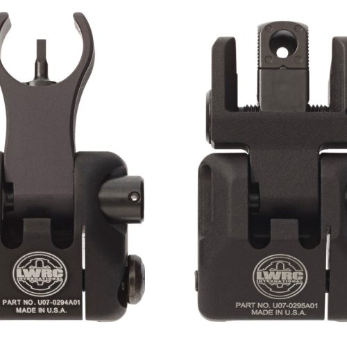 LWRC 2000065A01 Skirmish Back Up Iron Sights Set  Black Folding for AR-15