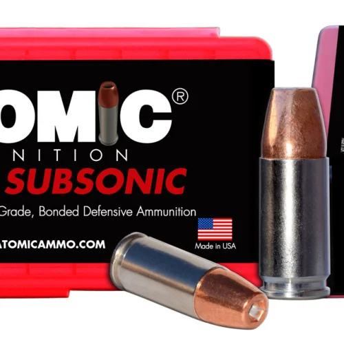 Atomic Ammunition 00438 Pistol Subsonic 9mmLuger 147gr Bonded Match Hollow Point 50 Per Box/10 Case