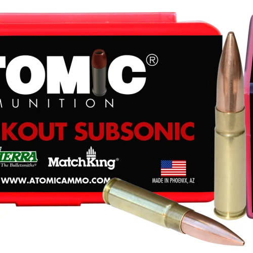 Atomic Ammunition 00465 Rifle Subsonic 300 Blackout 220 gr Hollow Point Boat Tail 50 Per Box/ 10 Case