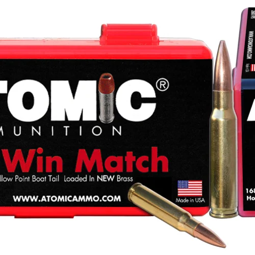 Atomic Ammunition 00426 Rifle Match 308Win 168gr Hollow Point Boat Tail 50 Per Box/10 Case