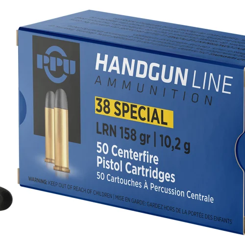 PPU PPH38SL Handgun  38Special 158gr Lead Round Nose 50 Per Box/10 Case