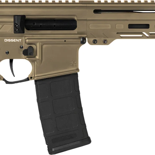 CMMG 55A938FCT Dissent  5.56x45mm NATO 30+1 6.50", Coyote Tan Cerakote Rec, OEM Grip, Picatinny Buffer Adapter, Zeroed Drop-In Single Stage Trigger