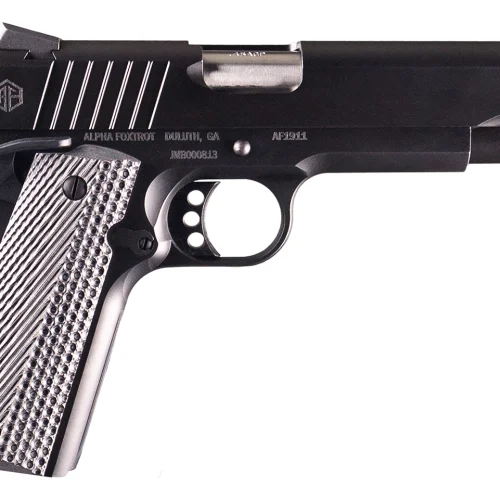 Alpha Foxtrot AA01X1END-PDBK10-GGC AF1911 Enhanced Full Size 9mm Luger 10+1 5" Black QPQ Stainless Steel Serrated Slide, Black QPQ Stainless Steel Frame w/Beavertail Checkered Polymer Grip
