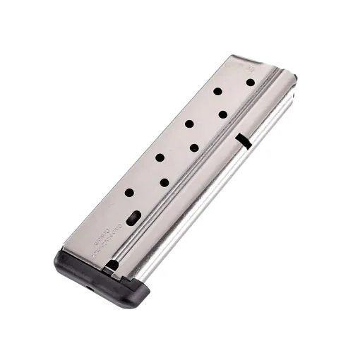 CMC Products 13111 Power Mag  10rd 38 Super Fits 1911 Government Stainless Steel w/ Black Base Pad