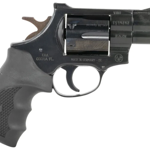 Weihrauch Guns 770125 Windicator  38 Special 6rd 2" Blued Steel Barrel & Cylinder, Compact Blued  Steel Frame w/Exposed Hammer, Ramp Front/Fixed Rear Sights, Finger Grooved Black Rubber Grip