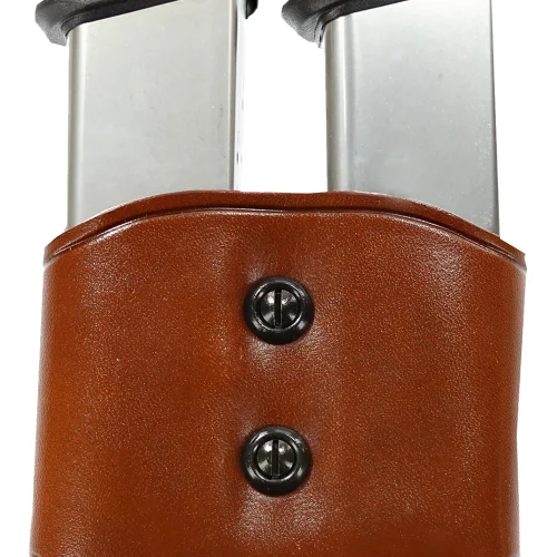 Galco DMC26 DMC Mag Carrier Double Tan Leather Belt Loop 45 ACP Belts 1.50-1.75" Wide Compatible w/ Single Stack Compatible w/ Sig P220 Compatible w/ 1911