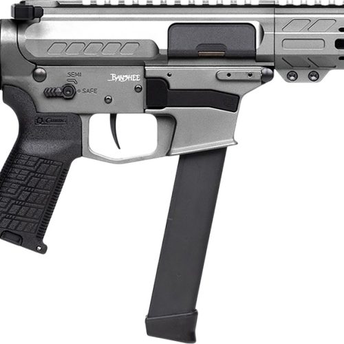 CMMG 99A520FTNG Banshee FE MkGs 9mm Luger 33+1 8" Black Nitride Threaded Barrel, M-LOK Handguard, Tungsten Cerakote Aluminum Receiver w/Picatinny Rail, Black Polymer CMMG RipBrace, CMMG Zeroed Grip