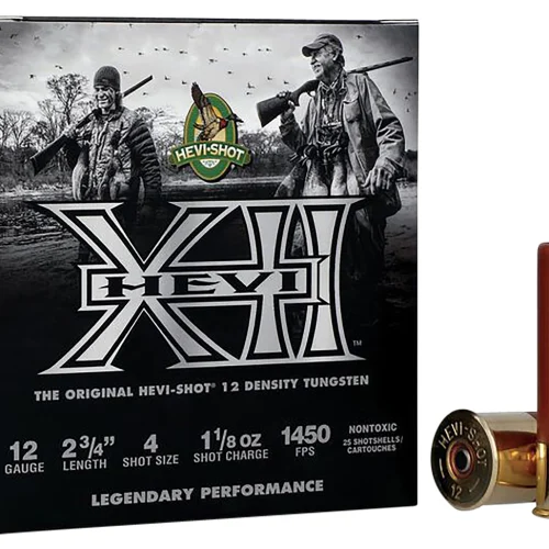 HEVI-Shot HS51314 HEVI-XII  12Gauge 2.75" 1 1/8oz Tungsten 4Shot 25 Per Box/10 Case
