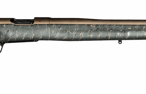 Christensen Arms 8010200601 Mesa Long Range 6.5 Creedmoor 4+1 16.25" Burnt Bronze Cerakote Threaded Barrel & Steel Drilled & Tapped Receiver, Green w/Black/Tan Webbing Adj Cheek Riser Polymer Stock