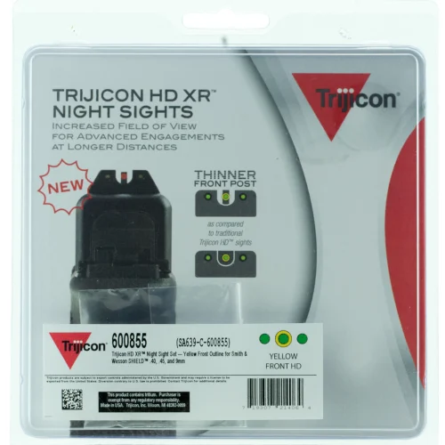 Trijicon 600855 HD XR Night Sights  Green/Tritium Yellow Outline Front Sight-Green Tritium Black Outline Rear Sight Smith & Wesson M&P Shield/M&P Shield Plus