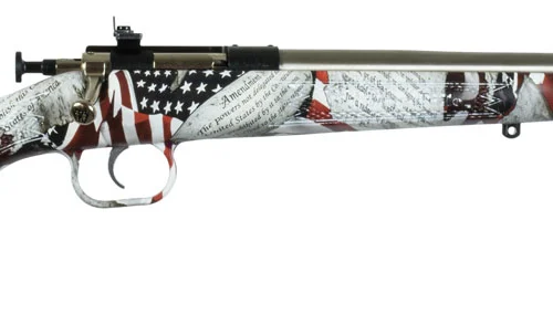Crickett KSA3168 Youth  22 LR 1rd 16.12" Stainless Steel Barrel, Fixed Front/Adjustable Rear Peep Sights, American Flag/Amendment Synthetic Stock w/11.5" LOP, Rebounding Firing Pin Safety