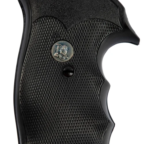 Pachmayr 05056 Decelerator Grip Checkered Black Rubber with Finger Grooves for S&W N Frame with Square Butt
