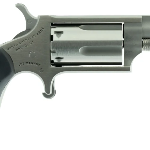 North American Arms 22MGRC Mini-Revolver  Sports South Exclusive 22 WMR 5 Shot 1.63" Stainless Steel Barrel, Frame & Cylinder, Black Rubber Grip, Exposed Hammer