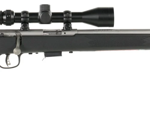 Savage Arms 95200 93 FVSS XP Full Size 22 WMR 5+1 21" Matte Stainless Heavy Barrel, Matte Drilled & Tapped Stainless Steel Receiver, Matte Black Fixed Synthetic Stock, 3-9x40mm Duplex, Right Hand