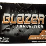 CCI 51991BB Blazer Brass Handgun 9mmLuger 115gr Full Metal Jacket 100 Per Box/5 Case