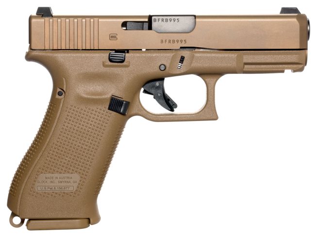 Glock UX1950703 G19X Compact Crossover 9mm Luger 4.02" 17+1 Bronze Nitron Frame Finish with Coyote nPVD Steel Slide, Rough Texture Interchangeable Backstraps Grip & Glock Night Sights (US Made)