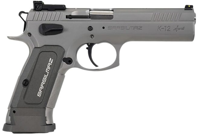 SAR USA K12STSP K12 Sport 9mm Luger Caliber with 4.70" Barrel, 17+1 Capacity, Overall Stainless Finish Steel, Beavertail Frame, Serrated Slide & Gray Polymer Grip