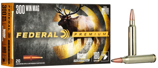 Federal P300WD2 Premium  300WinMag 180gr Nosler Partition 20 Per Box/10 Case