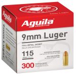 Aguila 1E097700 Target & Range Handgun 9mm Luger 115gr Full Metal Jacket 300 Per Box/4 Case