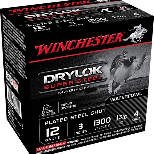 Winchester Ammo XSM1234 Drylok Super Steel Magnum 12Gauge 3" 1 3/8oz 4Shot 25 Per Box/10 Case